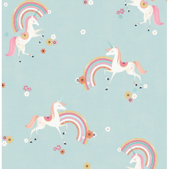 Advantage Rainbow Unicorn Blue Fantastical Wallpaper