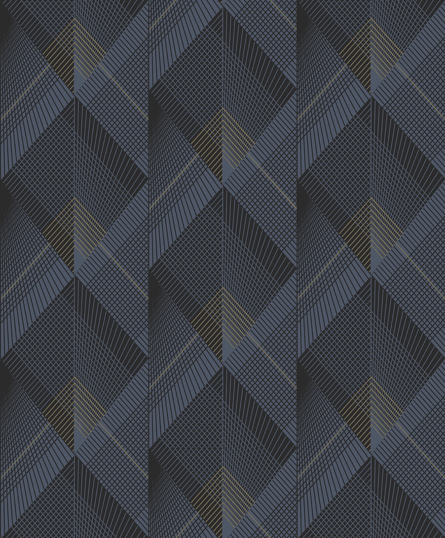 Raoul Navy and Gold Geometric Art Deco Wallpaper
