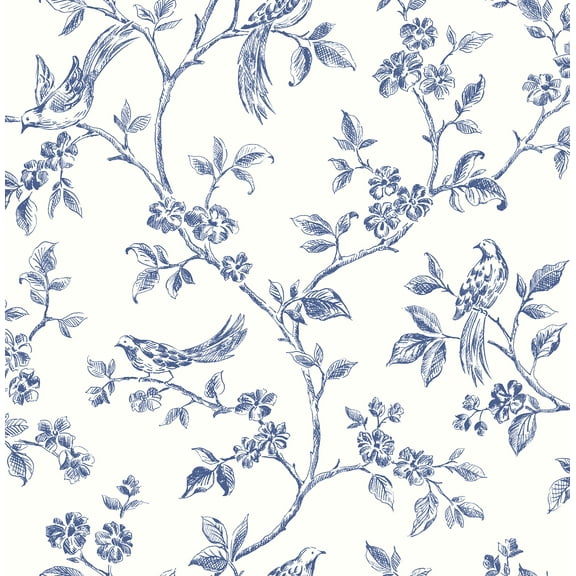 Advantage Ray Navy Bird Trail Unpasted Non Woven Wallpaper, 20.5-in by 33-ft, 56.4 sq. ft.
