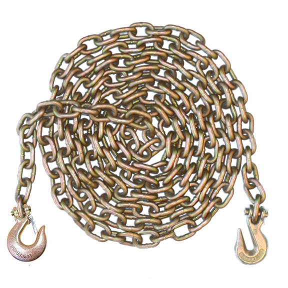 Advantage Rigging - 5/16 Inch 20 Foot Feet Grade 70 Transport Binder Chain with Slip Hook and Grab Hook