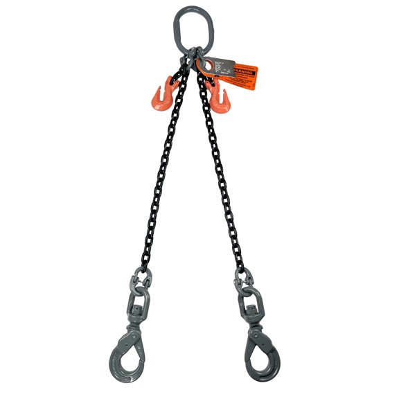 Advantage Rigging Alloy Chain Sling, 1/2" x 10', 2-Leg, G100, Swivel Positive Lock Hooks & Adjusters