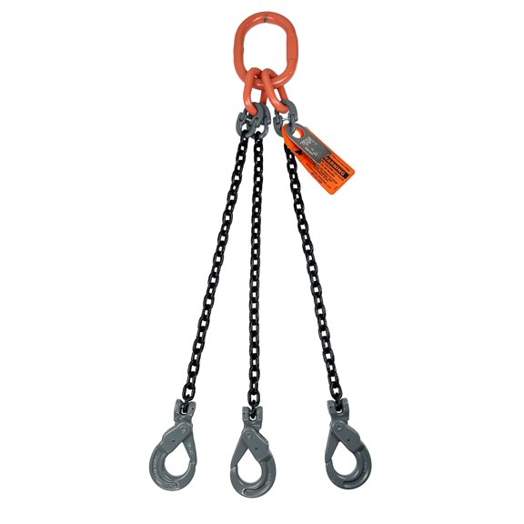 Advantage Rigging Alloy Steel Chain Sling, 1/2" x 5', 3-Leg, Grade 100, Positive Lock Hooks