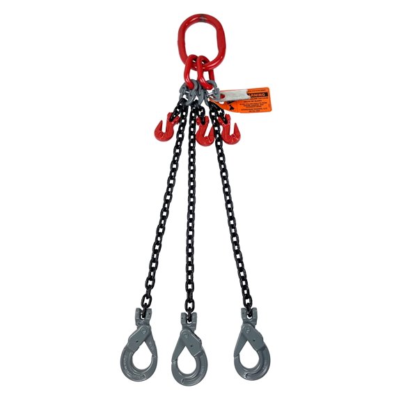 Advantage Rigging Alloy Chain Sling, 1/2" x 5', 3-Leg, Grade 80, Positive Lock Hooks & Adjusters