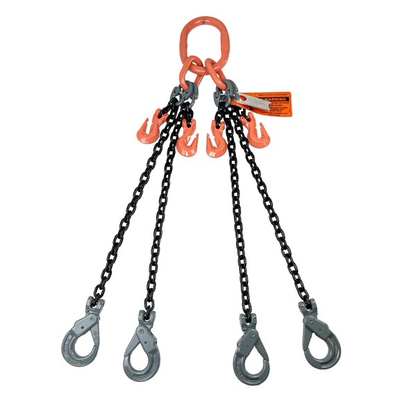 Advantage Rigging Alloy Chain Sling, 3/8" x 8', 4-Leg, Grade 100, Positive Lock Hooks & Adjusters