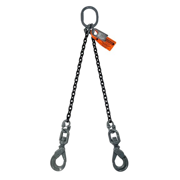 Advantage Rigging Alloy Steel Chain Sling, 5/8" x 5', 2-Leg, Grade 100, Swivel Positive Lock Hooks