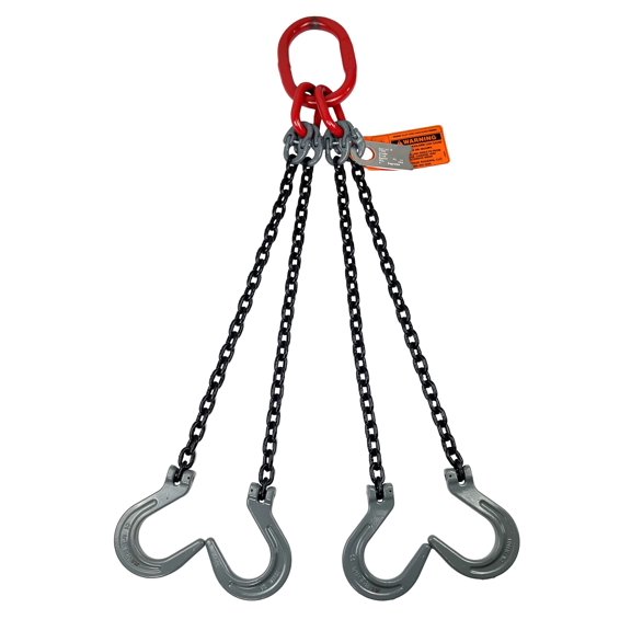 Advantage Rigging - Chain Sling - 5/8" x 6' Quad Leg with Foundry Hook - Grade 80