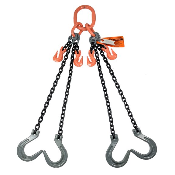 Advantage Rigging - Chain Sling - 5/8" x 6' Quad Leg with Foundry Hook and Adjuster - Grade 100