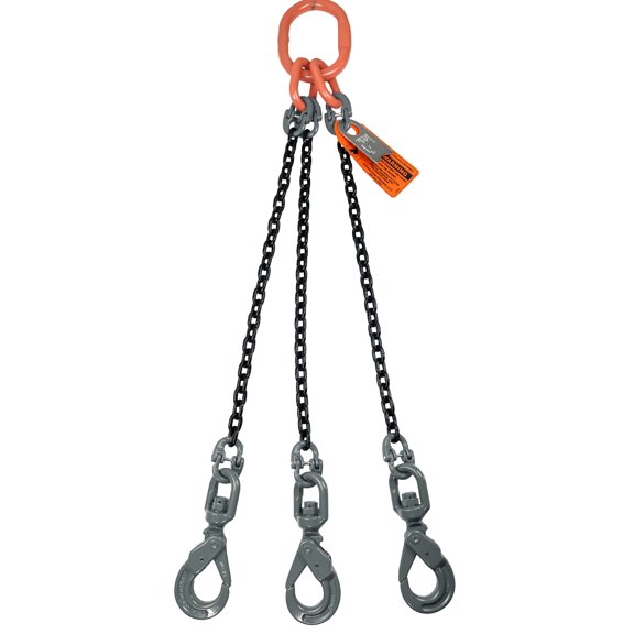 Advantage Rigging Alloy Steel Chain Sling, 5/8" x 6', 3-Leg, Grade 100, Swivel Positive Lock Hooks