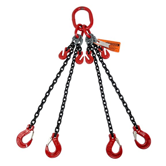 Advantage Rigging Alloy Steel Chain Sling, 5/8" x 8', 4-Leg, Grade 80, Sling Hooks & Adjusters