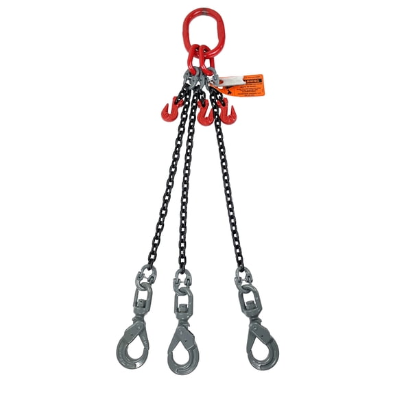 Advantage Rigging Alloy Chain Sling, 5/8" x 8', 3-Leg, G80, Swivel Positive Lock Hooks & Adjusters