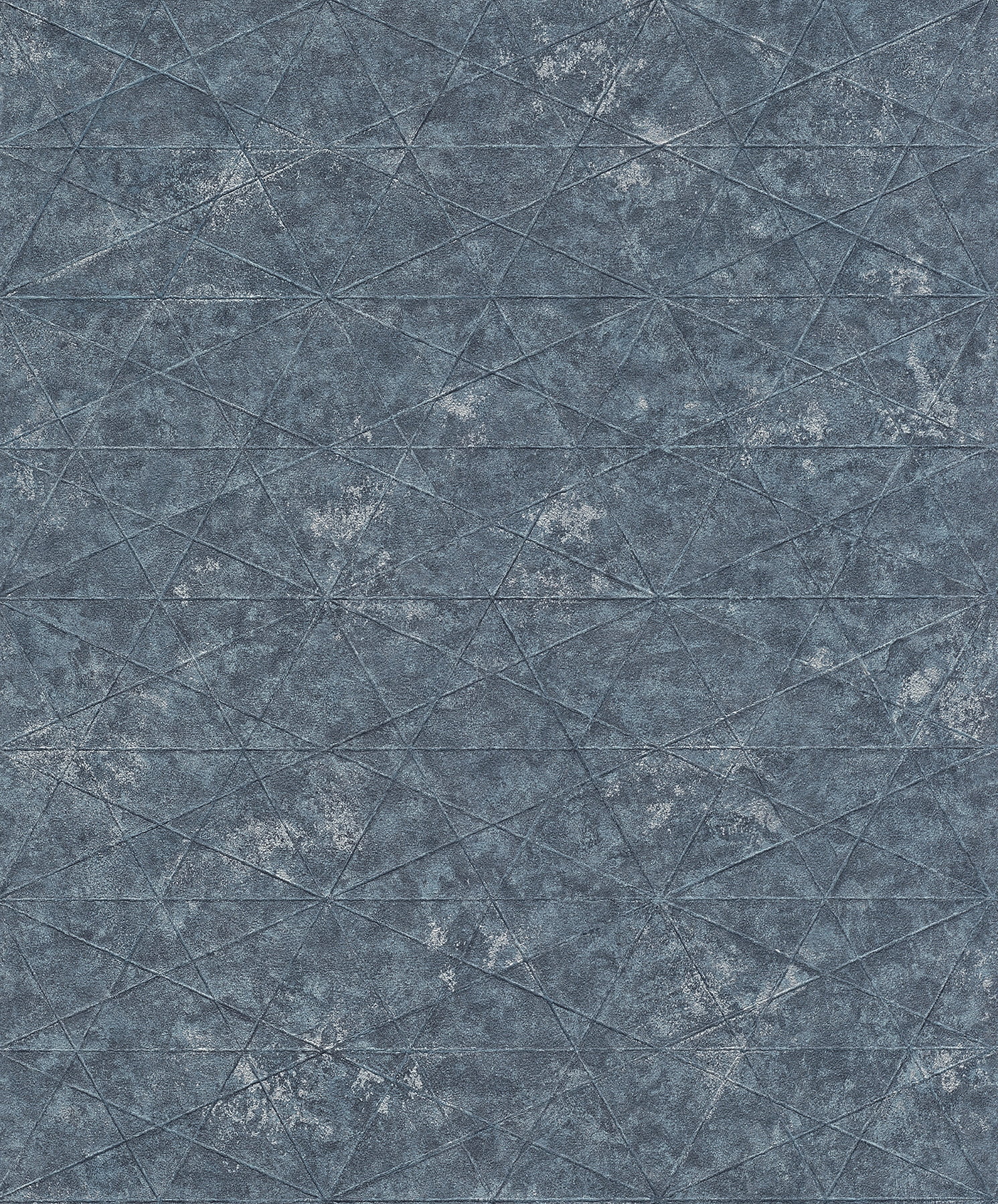 Dark Blue Distressed Geometric Mesh Pattern Non-Pasted Wallpaper