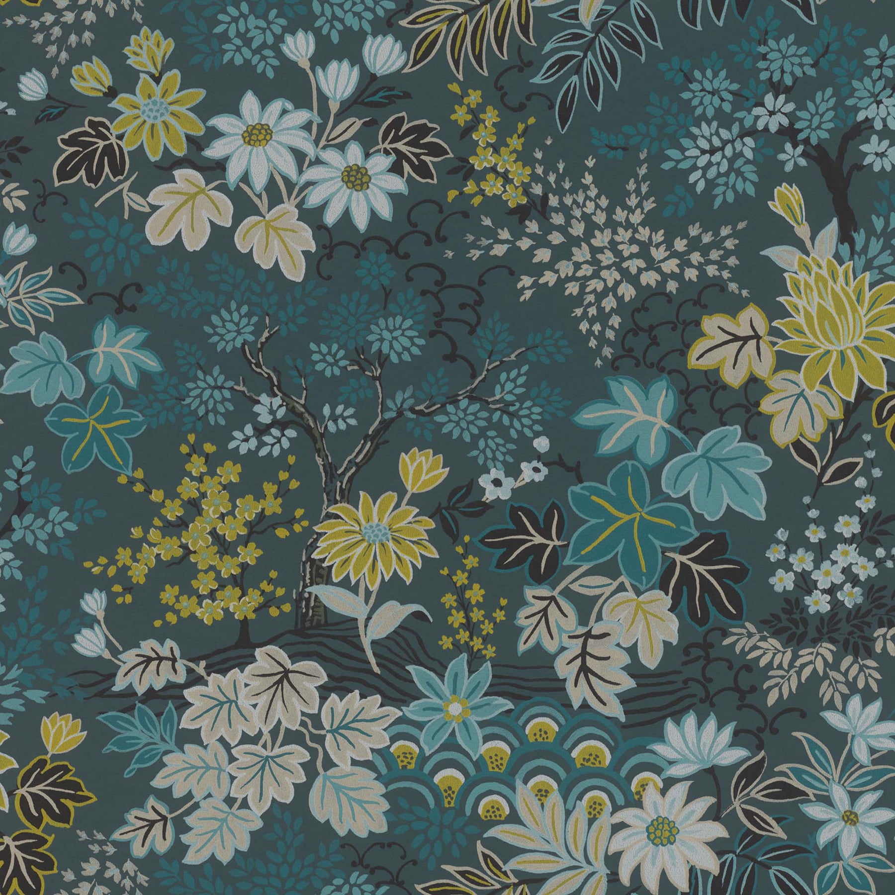 Advantage Vesper Teal Forest Floral Wallpaper