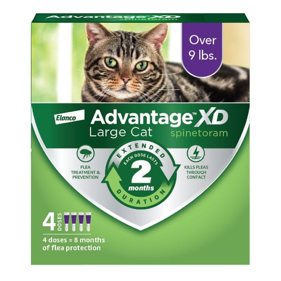 Advantage XD Large Cat 2-Month Flea Prevention, 9 lbs and up, 4 Doses (8-Months)