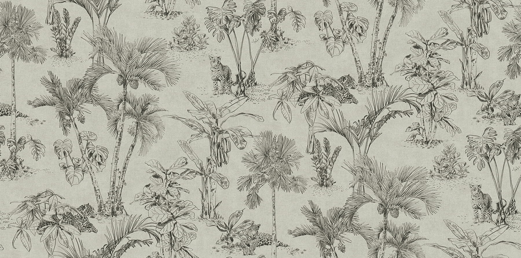Black and Brown Non-Woven Tropical Jungle Wallpaper Roll