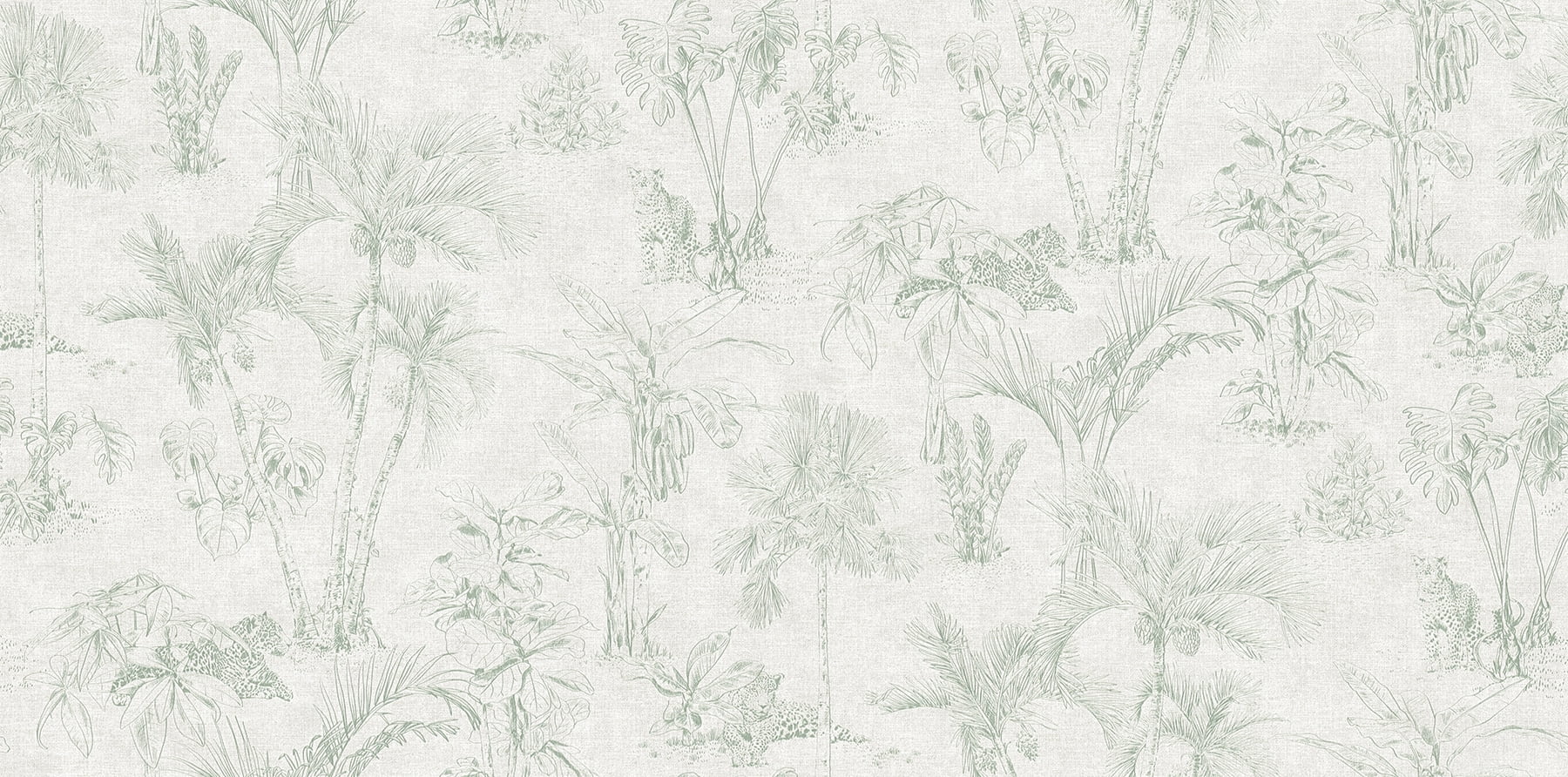 Green and Gray Non-Woven Tropical Jungle Wallpaper Roll