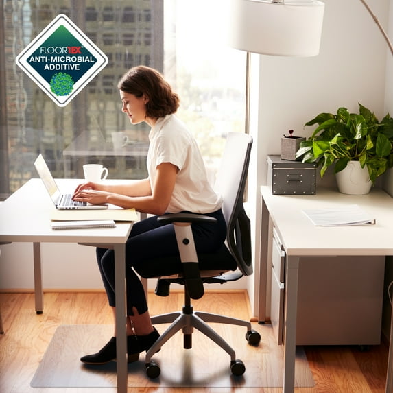 Advantagemat® Anti-Microbial Rectangular Chair Mat for Hard Floors - 48" x 60"