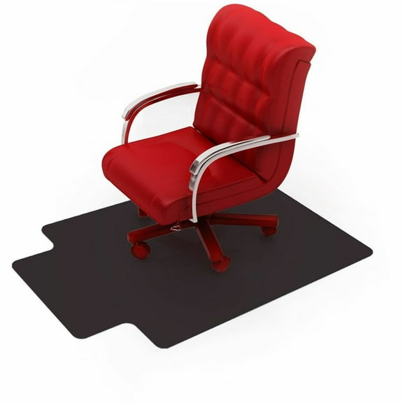 Advantagemat Black Vinyl Lipped Chair Mat for Hard Floor - 45" x 53"