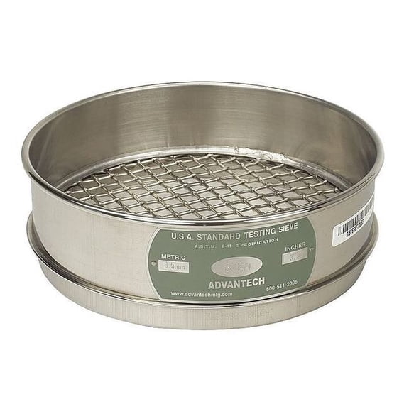 Advantech Sieve, 1/2", S/S, 8 In, Full Ht 1/2"SS8F