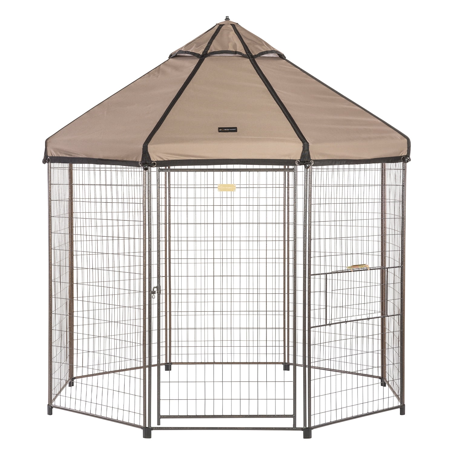 Large Brown Steel Outdoor Pet Gazebo with Canopy
