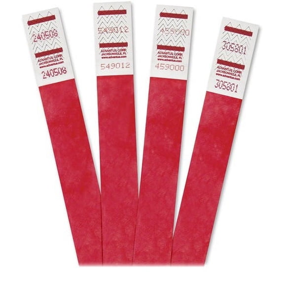 Advantus-1PK Advantus Crowd Management Wristbands, Sequentially Numbered, 9 3/4 x 3/4, Red, 500/Pack (75510)