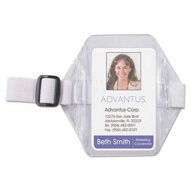 Advantus1PK Arm Badge Holders, Vertical, Textured Clear 5" X 5" Holder, 2.5" X 4" Insert, 12