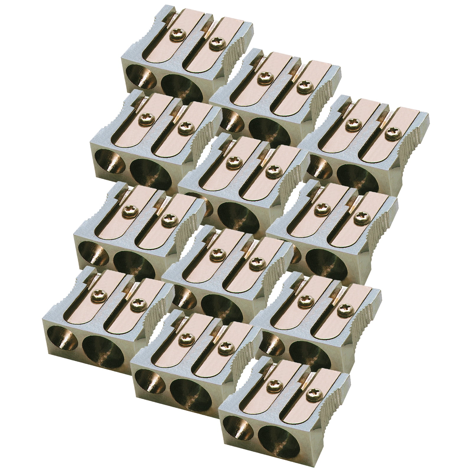 Charles Leonard Metal Pencil Sharpener, Two Hole, Pack of 12