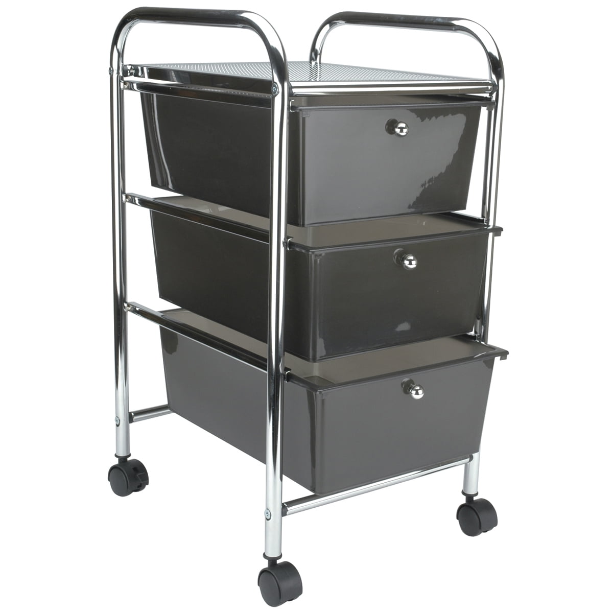 Advantus Black Metal 3-Drawer Rolling Organizer Cart