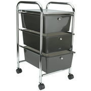Advantus 3-Drawer Portable Rolling Cart with 360-Degree Wheels, Smoke