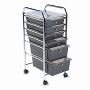 Advantus 34005 Portable Six-Drawer Organizer Chrome Metal Frame/Drawer Pulls Smoke Drawers