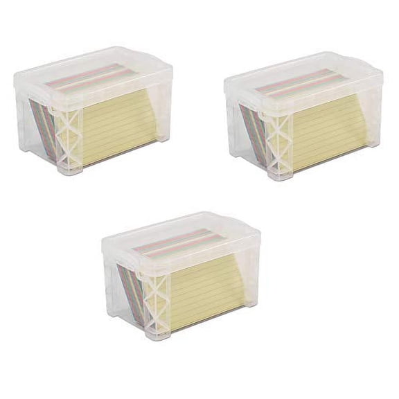 Advantus 40307 Super Stacker 3" x 5" Index Card Box, Clear, 3 Boxes (40307)