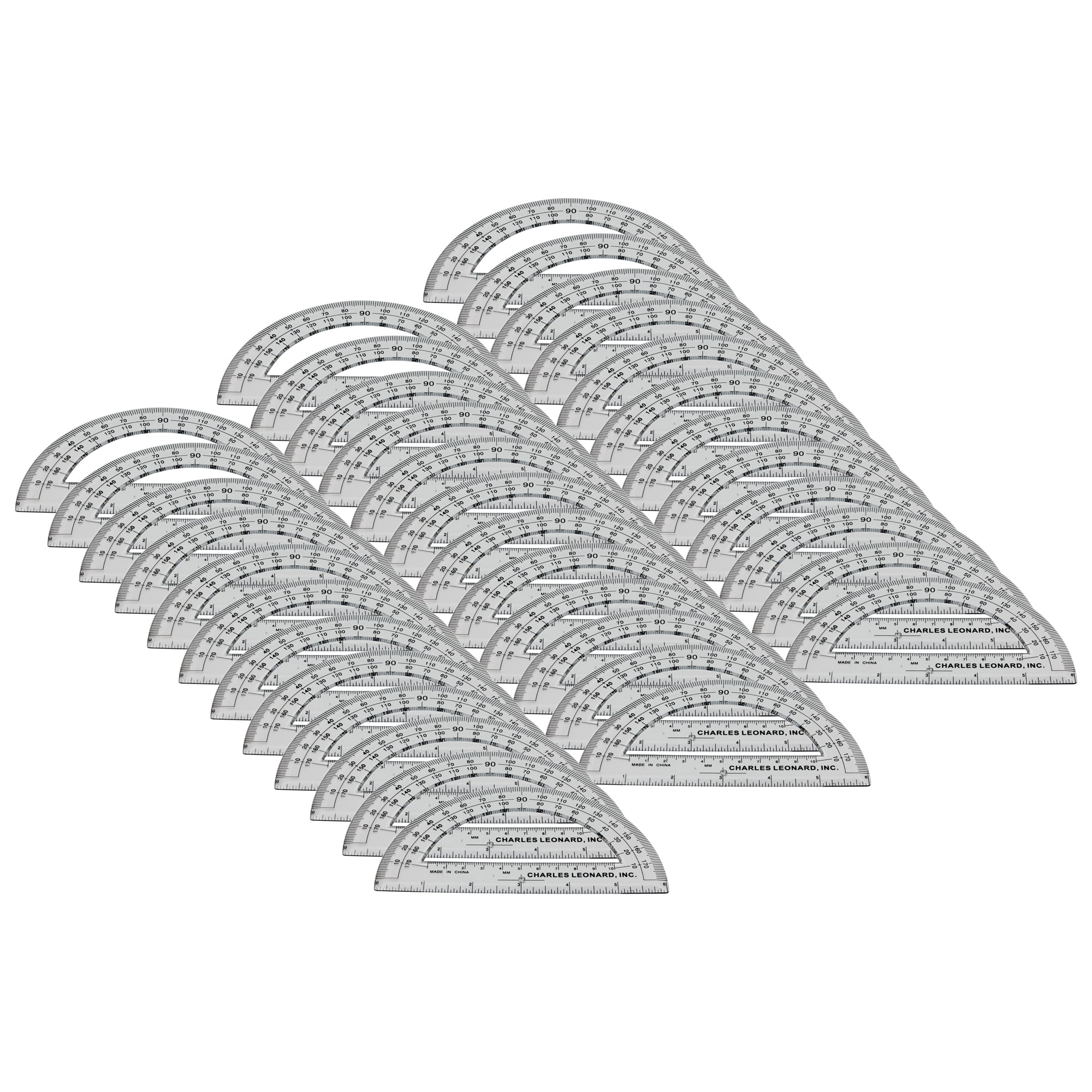 Charles Leonard Protractor Plastic, 6-Inch, 12 Per Pack, 3 Packs