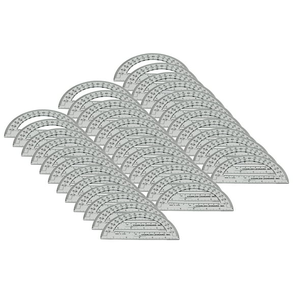 Charles Leonard Protractor Plastic, 6-Inch, 12 Per Pack, 3 Packs