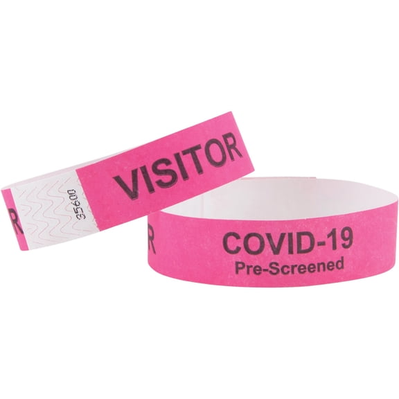 Advantus, AVT76099, COVID Prescreened Visitor Wristbands, 100 / Pack, Pink