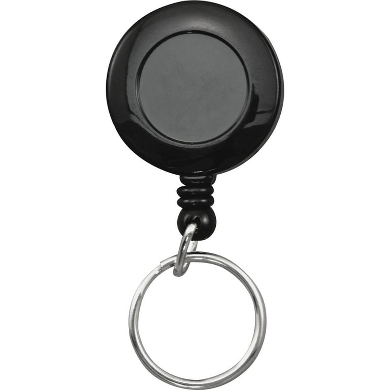 Advantus Clip-on Ring Retractable ID Reel - 12 / Box - Black - Sturdy Advantus Clip-on Ring Retractable ID Reel - 12 / Box - Black - Sturdy