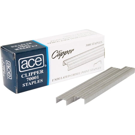 Advantus Ace Undulated Clipper Staples - 210 Per Strip - Chisel Point5000 / Box | Bundle of 5 Boxes
