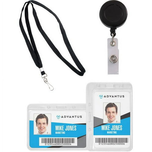 Advantus Badge Holder - Horizontal/Vertical - 100 - Assorted, Clear Advantus Badge Holder - Horizontal/Vertical - 100 - Assorted, Clear