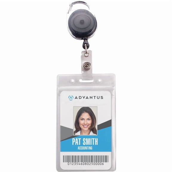 Advantus, AVT91129, Badge Reel Holder Combo Pack, 10 / Pack, Black/Clear