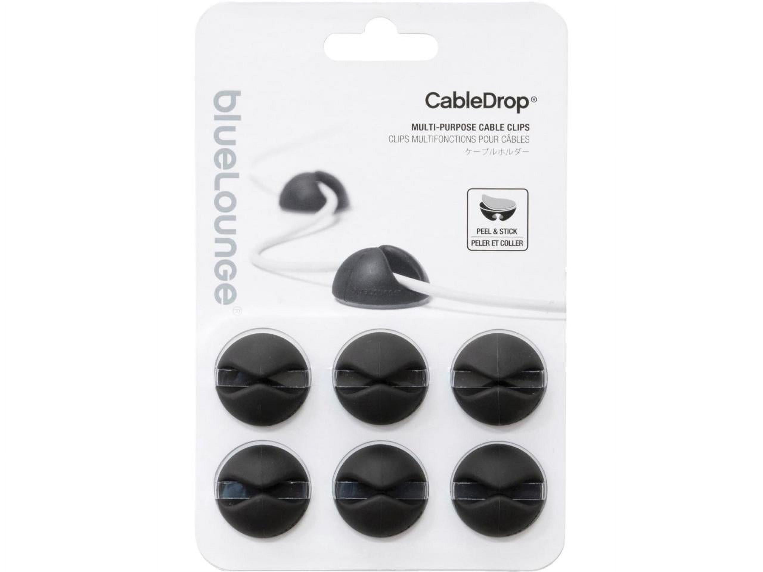 Black Self-Adhesive Cable Clips for Cord Management, 6-Pack