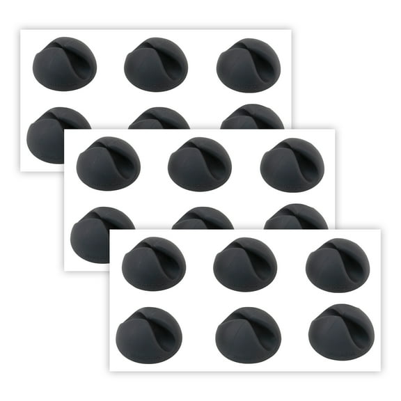 Bluelounge Cabledrops Cord Management, Black, 6 Per Pack, 3 Packs