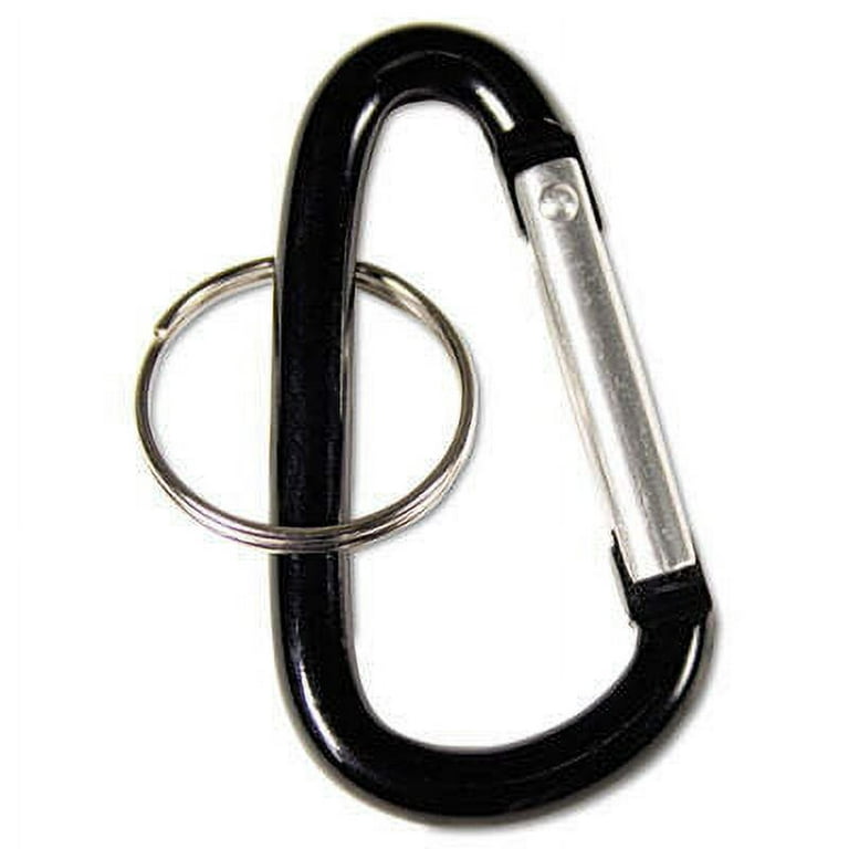 Carabiner Key Chains, Split Key Rings, Aluminum, Black, 10/Pack Carabiner Key Chains, Split Key Rings, Aluminum, Black, 10/Pack