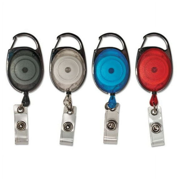 Advantus Carabiner-Style Retractable ID Card Reel, 30" Extension, Assorted Colors, 20/PK