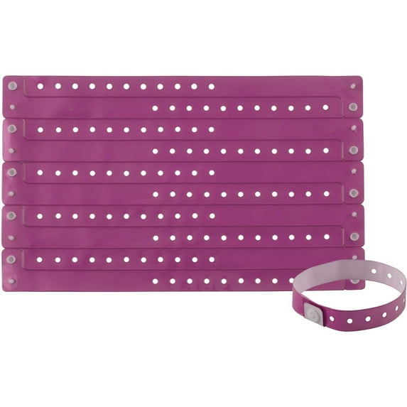 Advantus Colored Vinyl Wristbands - 100 / Pack - 0" Height x 0.6" Width x 9.8" Length - Purple - Vinyl | Bundle of 2 Packs