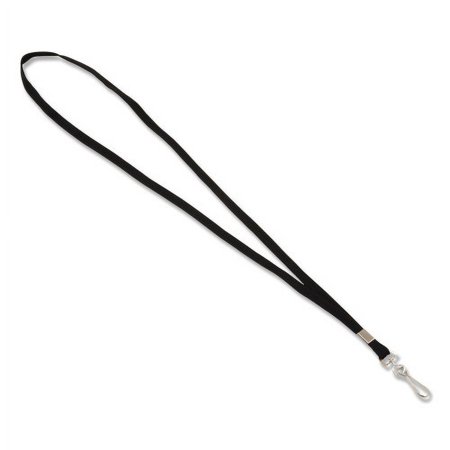 Advantus Deluxe Lanyard, Metal J-Hook Fastener, 36" Long, Black, Each