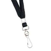 Advantus Deluxe Lanyard with J-Hook, Black, Box of 24