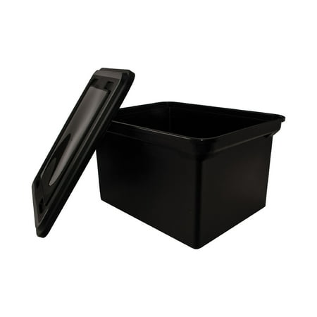 Advantus File Tote Storage Box w/Lid, Legal/Letter, Plastic, Black