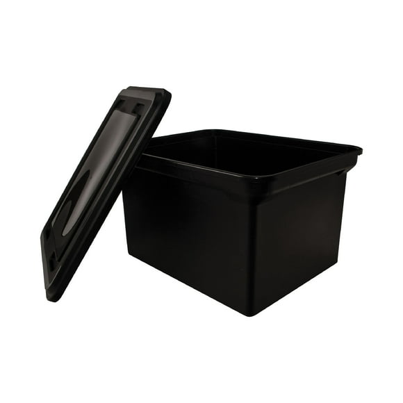 Advantus File Tote Storage Box w/Lid, Legal/Letter, Plastic, Black