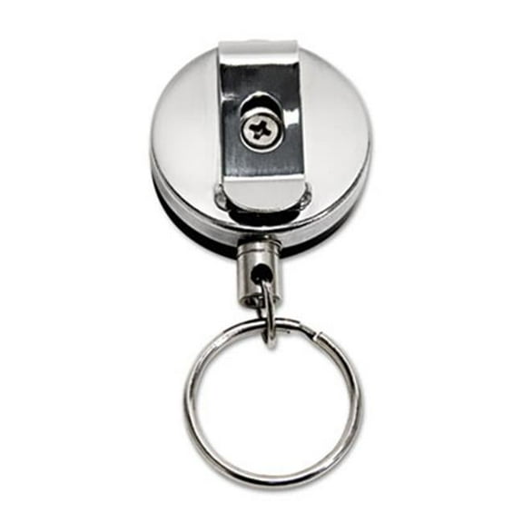 Advantus Heavy-Duty Retractable ID Card Reel - Black-Chrome - 6-Pack