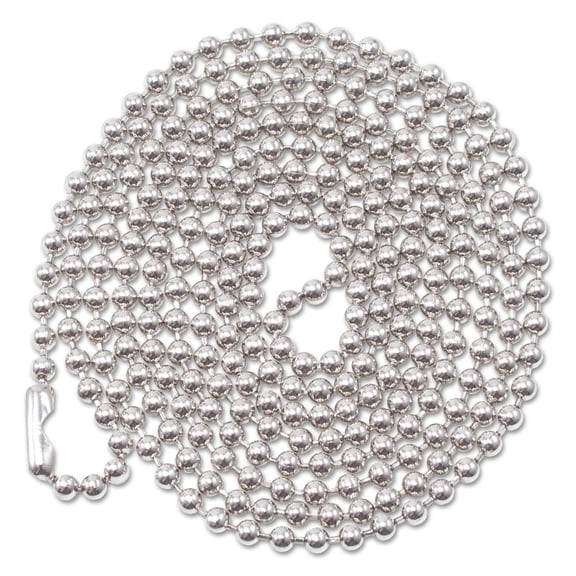 Advantus ID Badge Holder Chain, Ball Chain Style, 36" Long, Nickel Plated, 100/Box