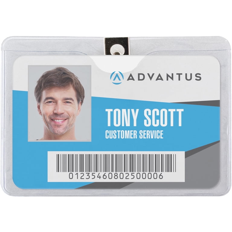 Advantus Office Name Card Clips, Horizontal ID Badge Holder with