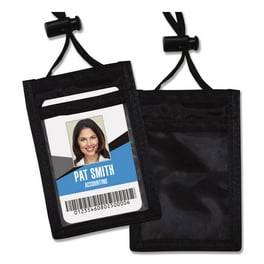ID Badge Holders with Convention Neck Pouch, Vertical, Black/Clear 3.25 ID Badge Holders with Convention Neck Pouch, Vertical, Black/Clear 3.25